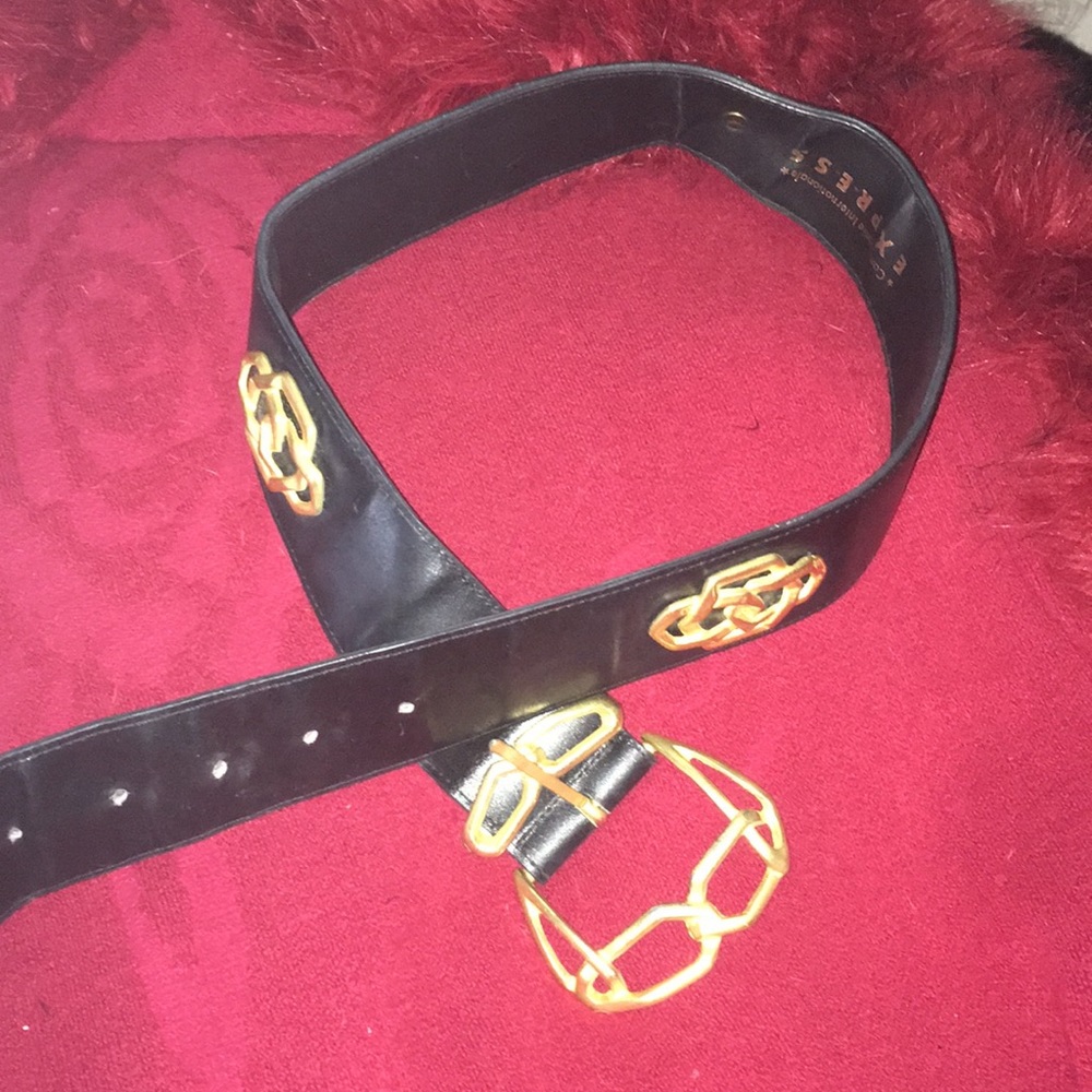 Leather belt with gold embellishment